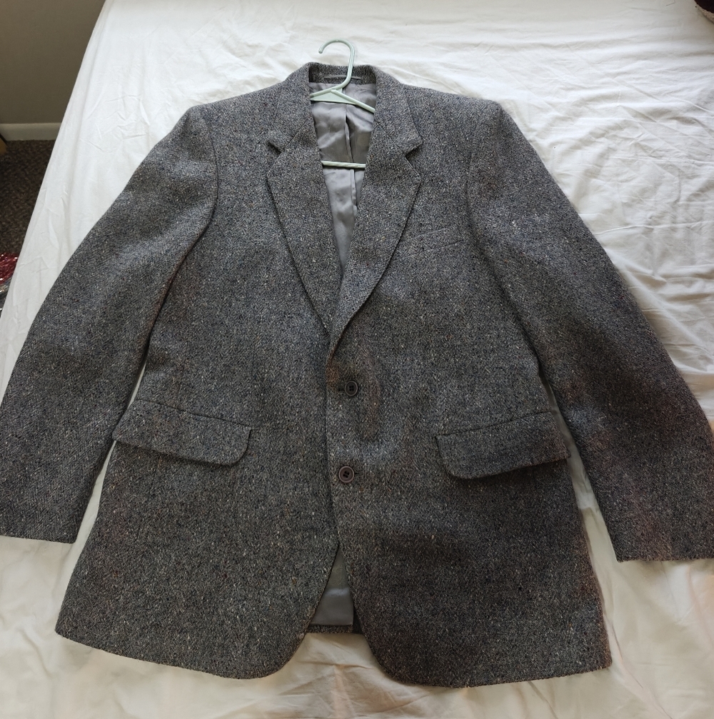 Magee Donegal Tweed Blazer Vintage Gray Wool Ireland Size XL Women's